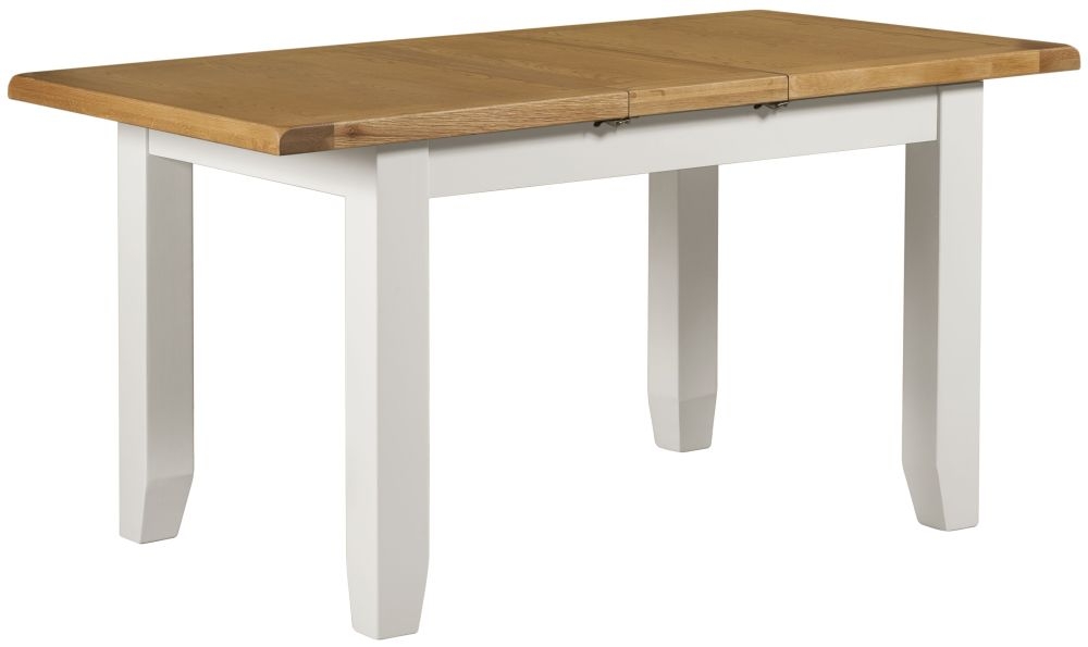 Wexford White And Oak Dining Table Seats 4 To 6 Diners 120cm To 150cm Extending Rectangular Top
