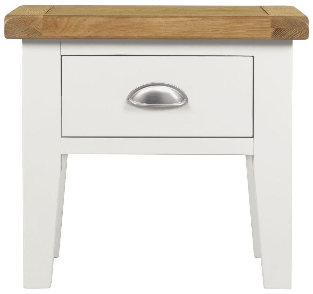 Wexford White And Oak Lamp Table With 1 Storage Drawer