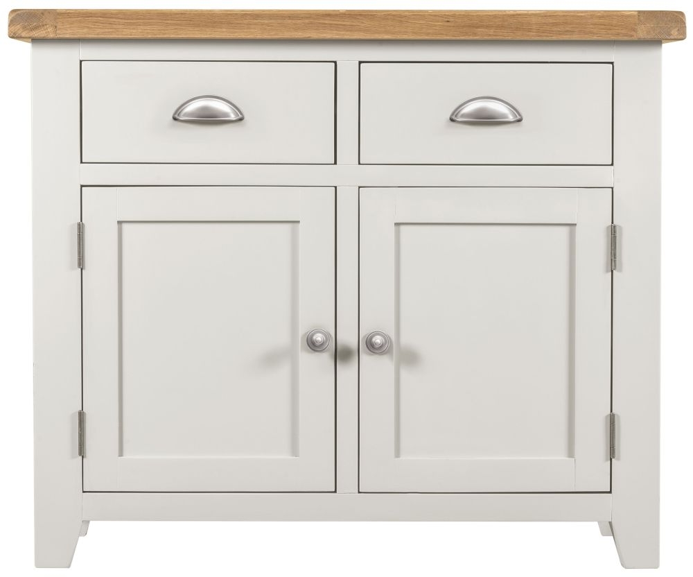 Wexford White And Oak Small Sideboard 97cm W With 2 Doors And 2 Drawers