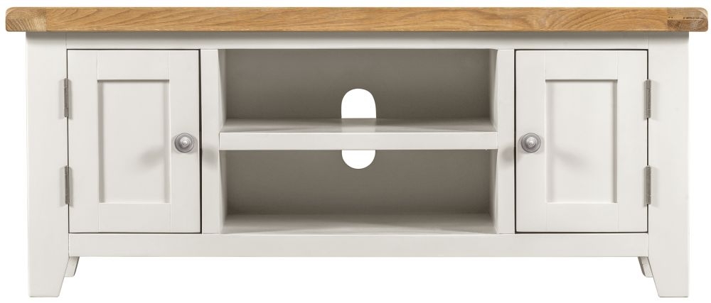 Wexford White And Oak Extra Large Tv Unit 180cm W With Storage For Television Upto 65in Plasma