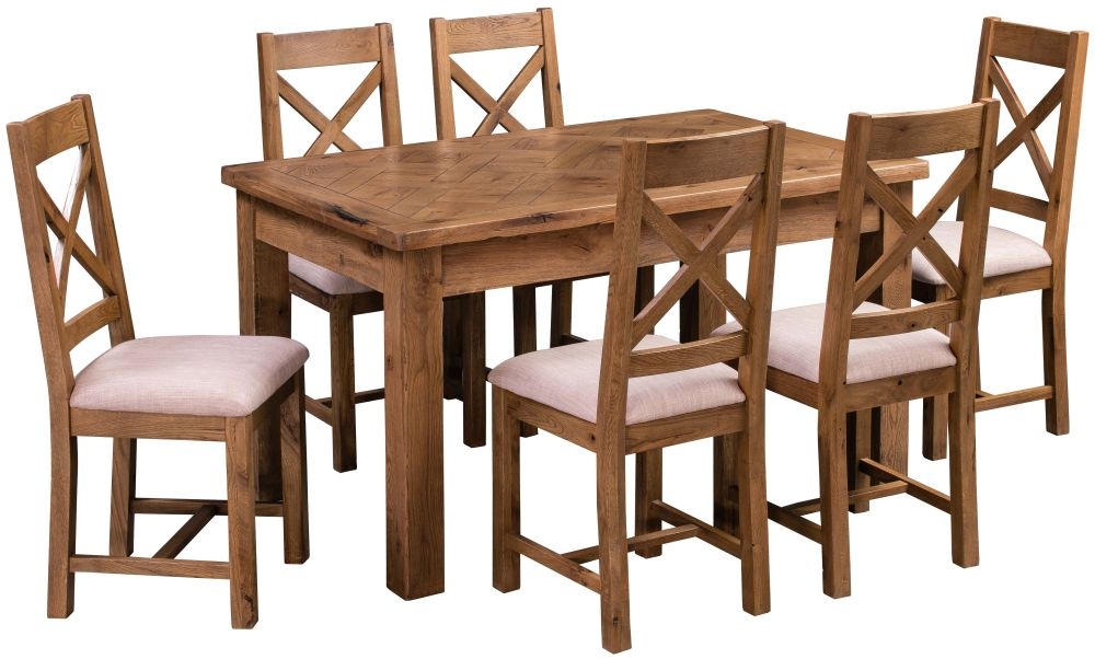 Homestyle Gb Aztec Oak Dining Set With 6 Cross Back Chairs