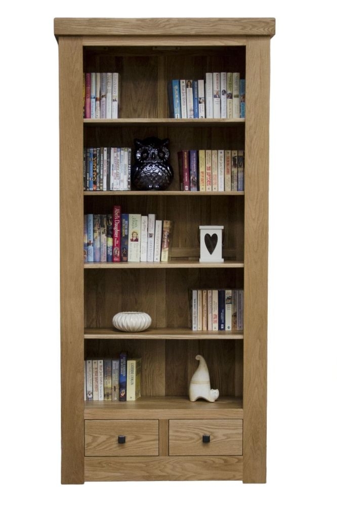 Homestyle Gb Bordeaux Oak 2 Drawer Large Bookcase