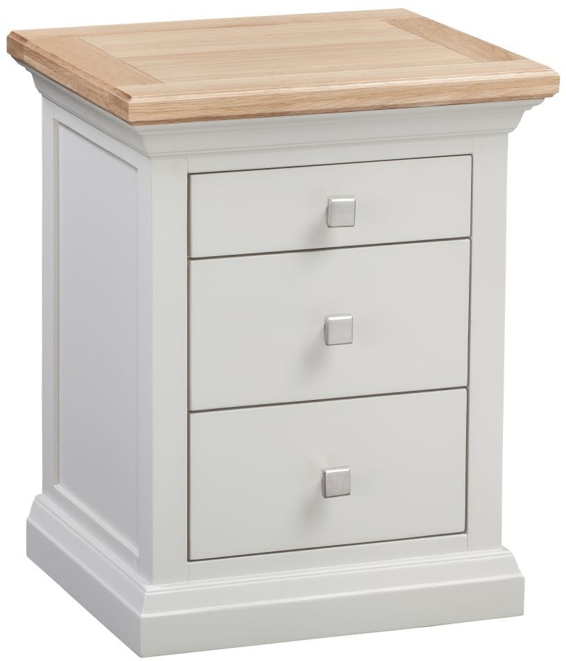 Homestyle Gb Cotswold Oak And Painted Bedside Cabinet