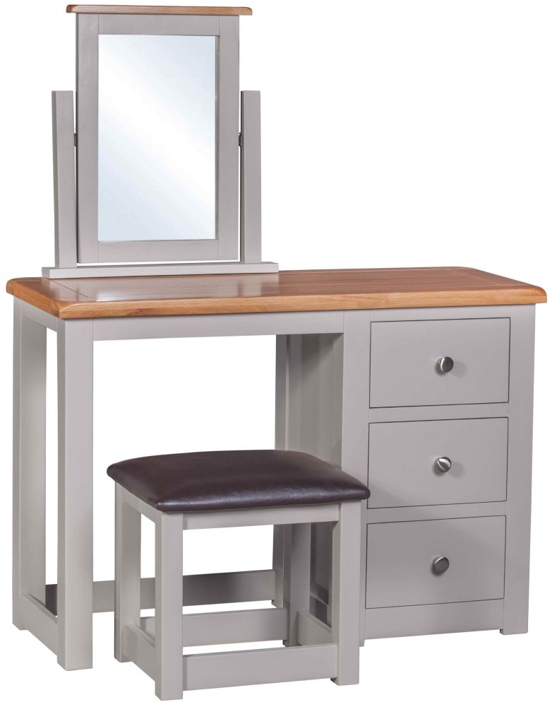 Homestyle Gb Diamond Painted Single Pedestal Dressing Table With Stool
