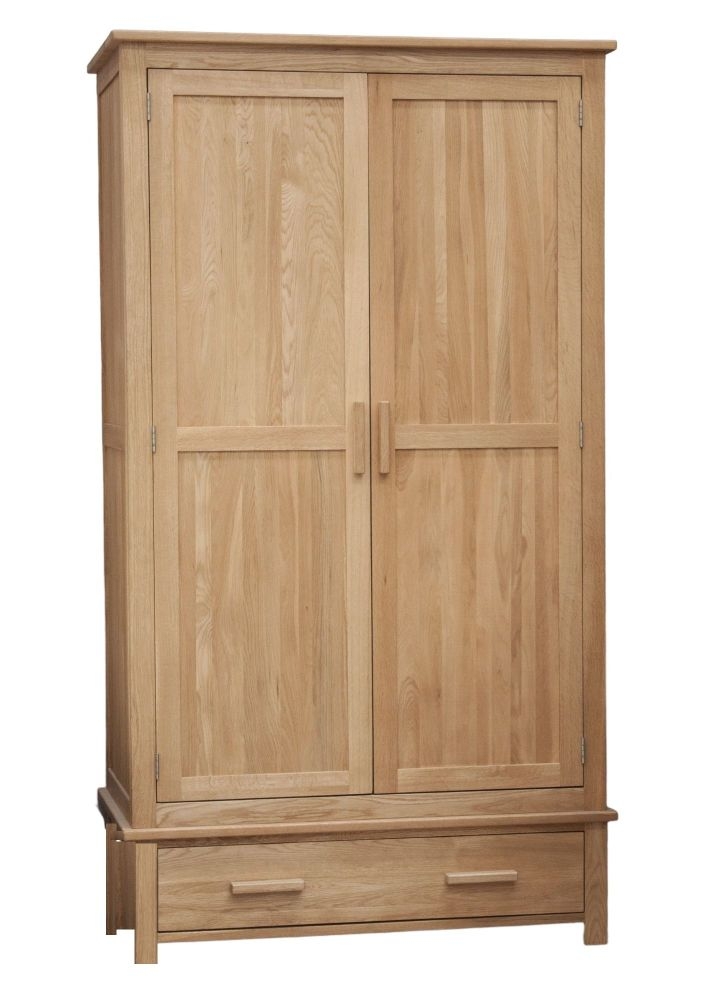 Homestyle Gb Opus Oak 2 Door 1 Drawer Wardrobe