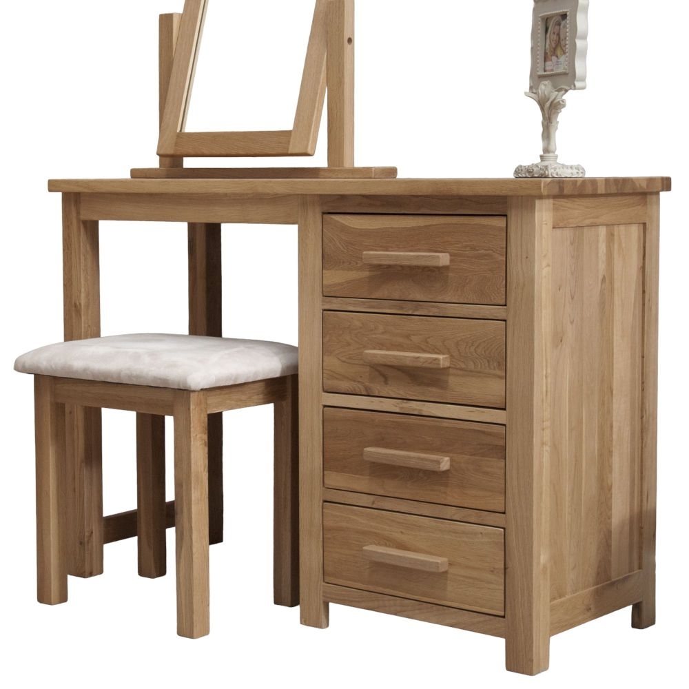 Homestyle Gb Opus Oak Single Pedestal Dressing Table And Stool