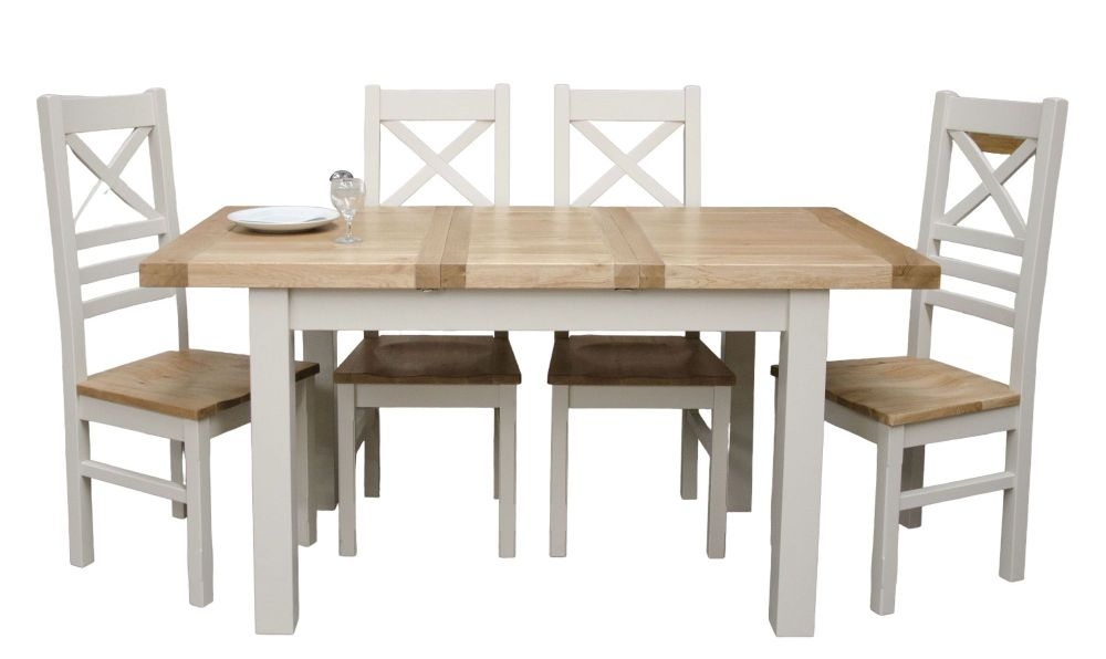 Homestyle Gb Painted Deluxe Extending Dining Table And Cross Back Chairs