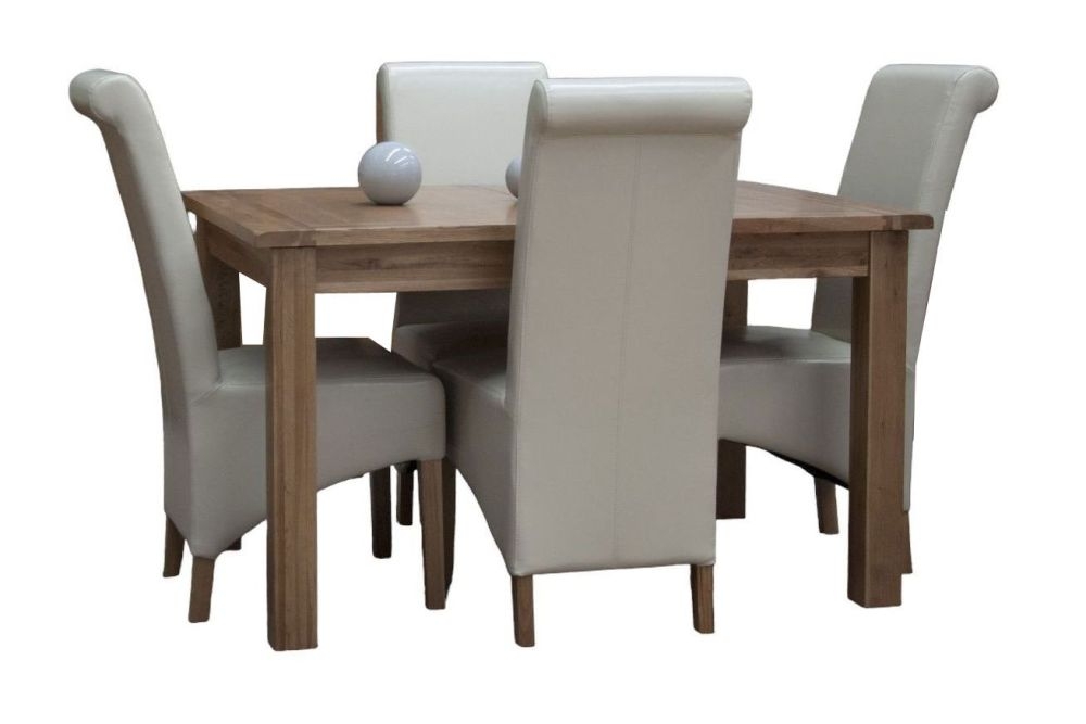 Homestyle Gb Rustic Oak Extending Dining Set And 4 Richmond Ivory Chairs