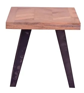 Agra Parquet Style Industrial Mango Wood Square Lamp Table