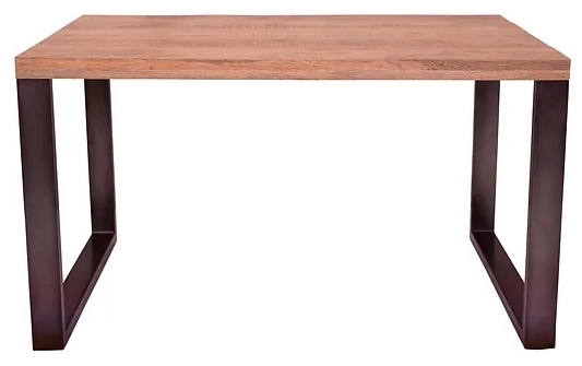 Napal Rough Sawn Mango Wood Dining Table 175cm Rectangular Top Seats 6 To 8 Diners With Black Metal U Legs