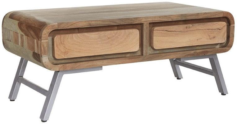 Indian Hub Aspen Wood And Metal Storage Coffee Table