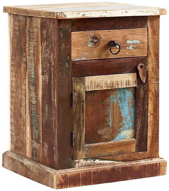 Indian Hub Coastal Reclaimed Wood Bedside Cabinet