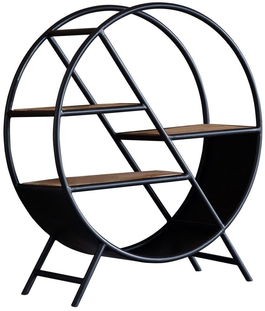Indian Hub Cosmo Industrial Open Round Bookcase