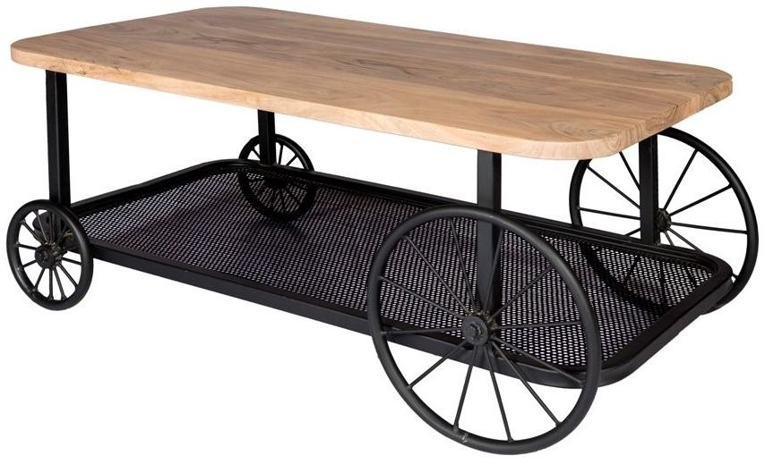 Product photograph of Indian Hub Craft Wheel Industrial Coffee Table from Choice Furniture Superstore