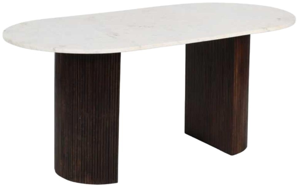 Indian Hub Opal Mango Wood Marble Top 170cm Dining Table