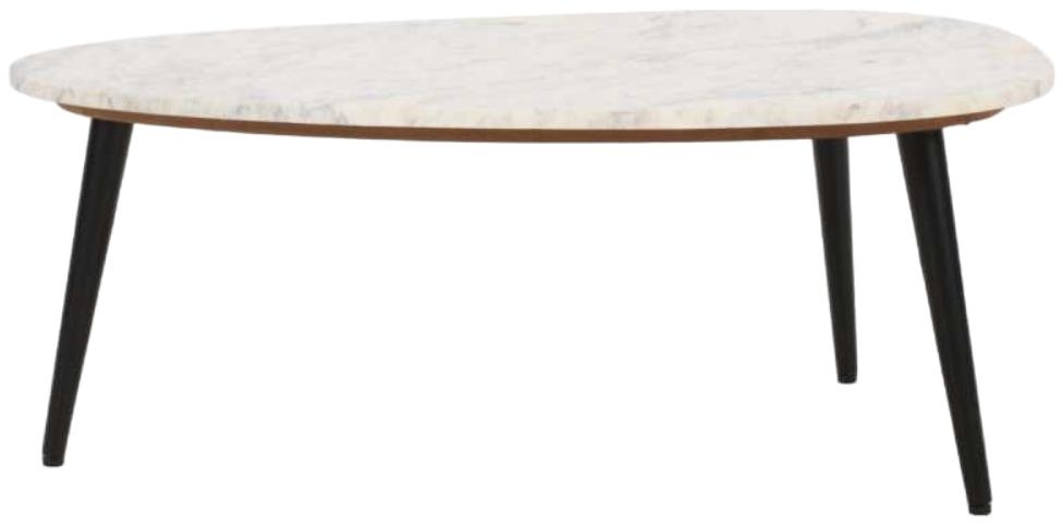 Indian Hub Opal Marble Top Coffee Table With White Metal Legs