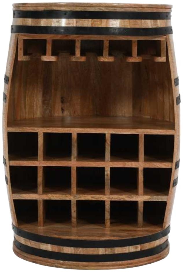 Indian Hub Surrey Solid Dark Wood Barrel Wine Sideboard