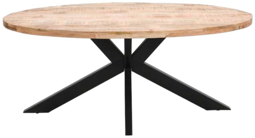 Indian Hub Surrey Solid Wood And Metal Oval Dining Table 6 To 8 Seater