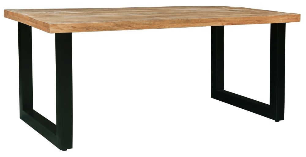 Induse Industrial Dining Table 160cm Seats 6 Diners Rectangular Top With Black Metal U Legs