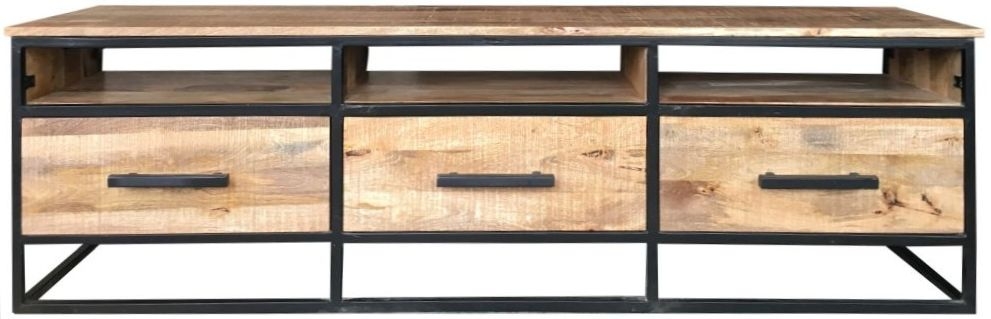 Jaipur Industrial Mango Wood And Iron Large Tv Unit