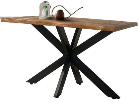 Kerela Artificial Edge Spider Leg Mango Wood Dining Table 140cm Seats 4 To 6 Diners Rectangular Top