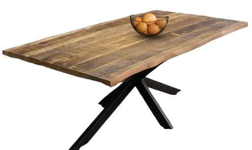 Kerela Artificial Edge Spider Leg Mango Wood Dining Table 200cm 8 Seater Diners Rectangular Top