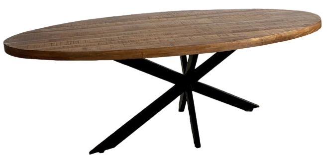 Kerela Spider Leg Mango Wood Dining Table 200cm 8 Seater Diners Oval Top