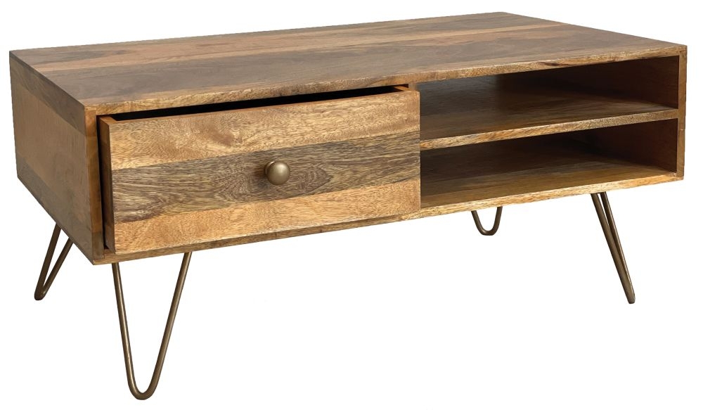 Nyack Mango Wood Coffee Table With 1 Drawer