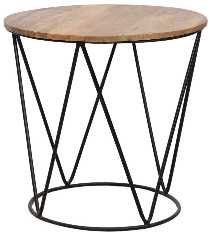 Jaipur Ravi Mango Wood And Iron Side Table Large