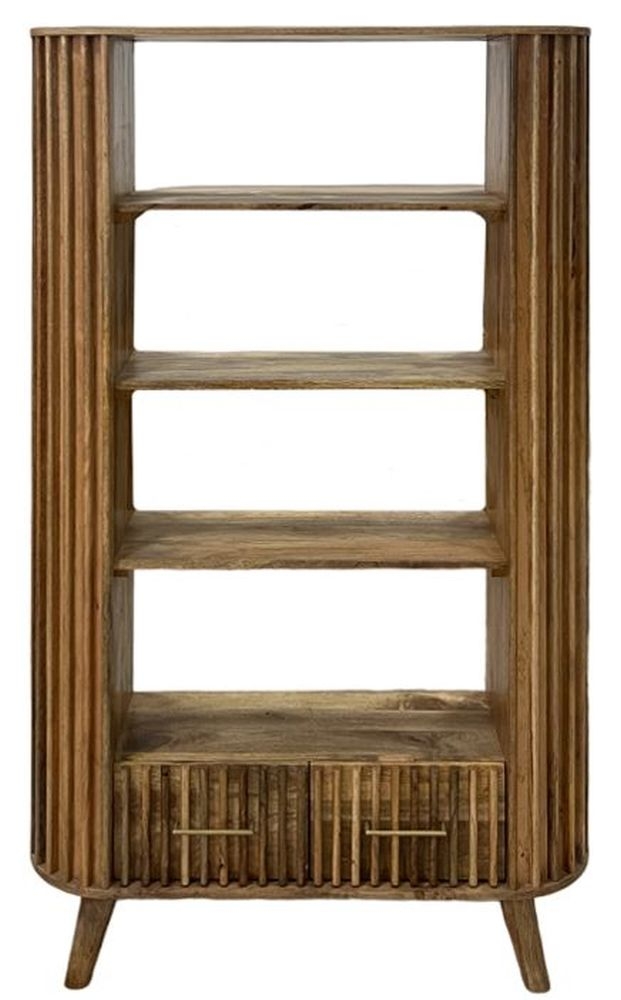 Slated Mango Wood 2 Drawer Bookcase