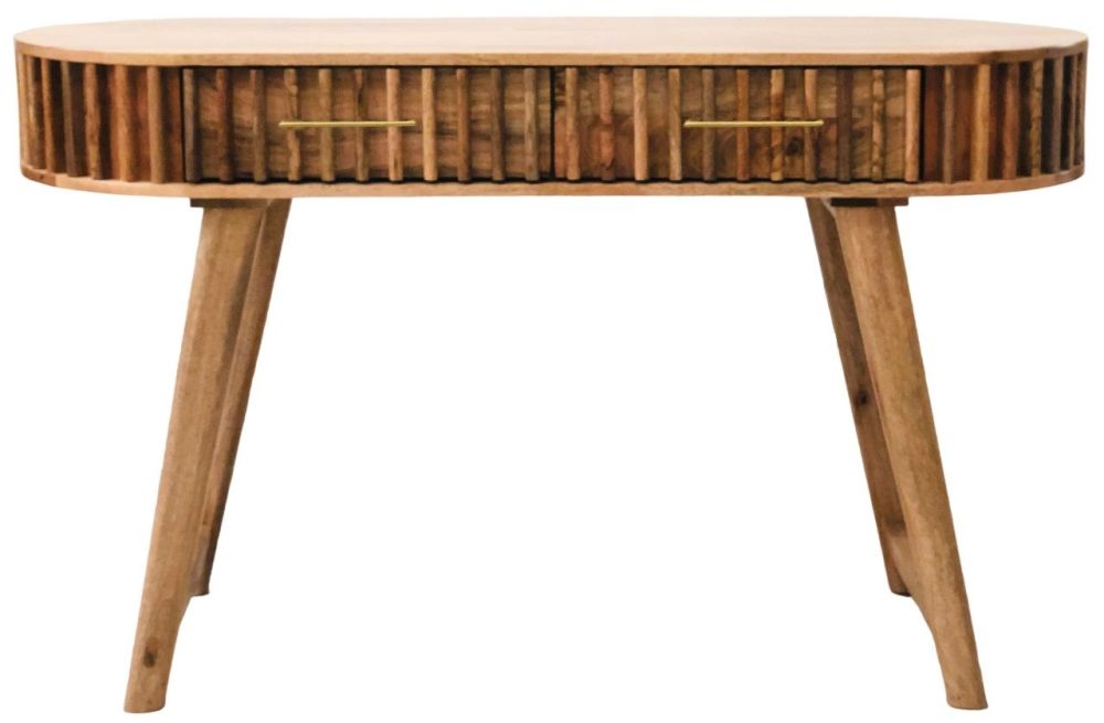 Slated Mango Wood 2 Drawer Console Table