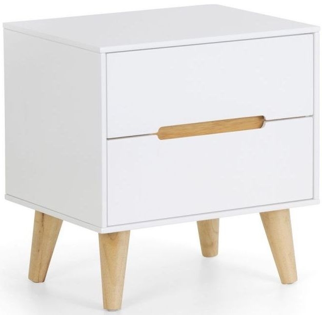 Julian Bowen Alicia White And Oak 2 Drawer Bedside Cabinet