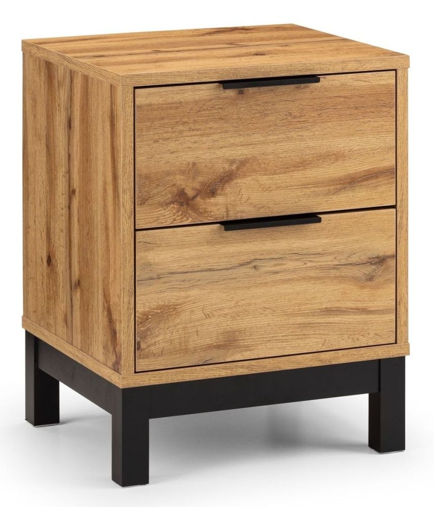 Julian Bowen Bali Oak Effect 2 Drawer Bedside Cabinet