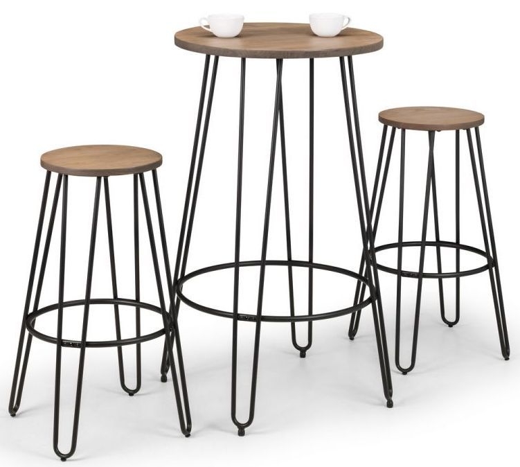 Julian Bowen Dalston Mocha And Black Round Bar Table And 2 Stools