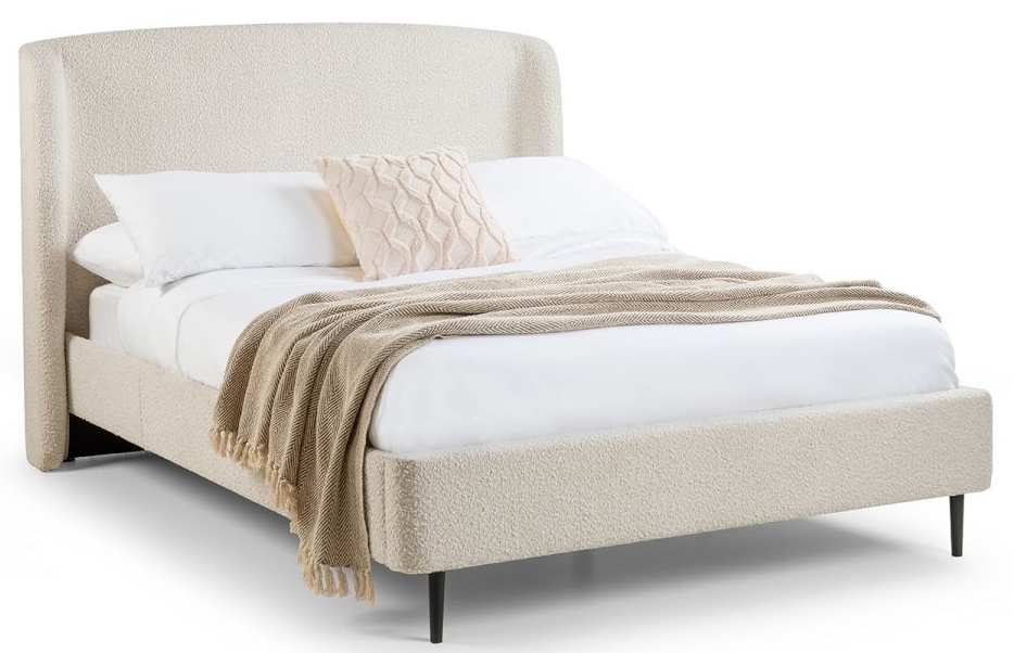 Eden Ivory Boucle Fabric Bed Comes In Double And King Size