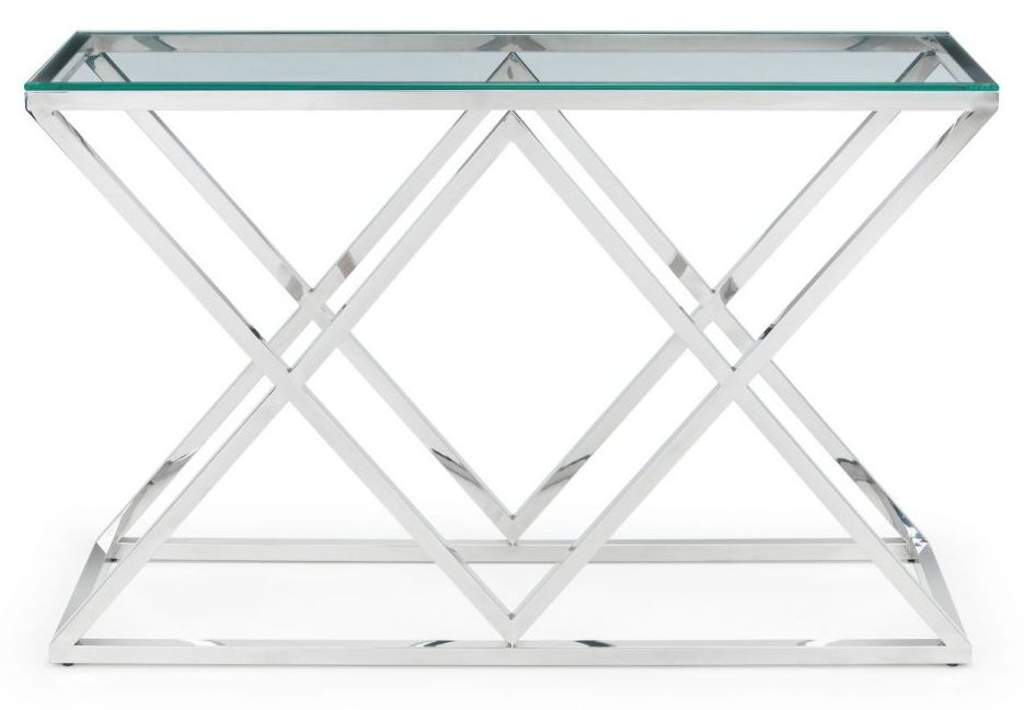 Julian Bowen Biarritz Stainless Steel And Glass Console Table