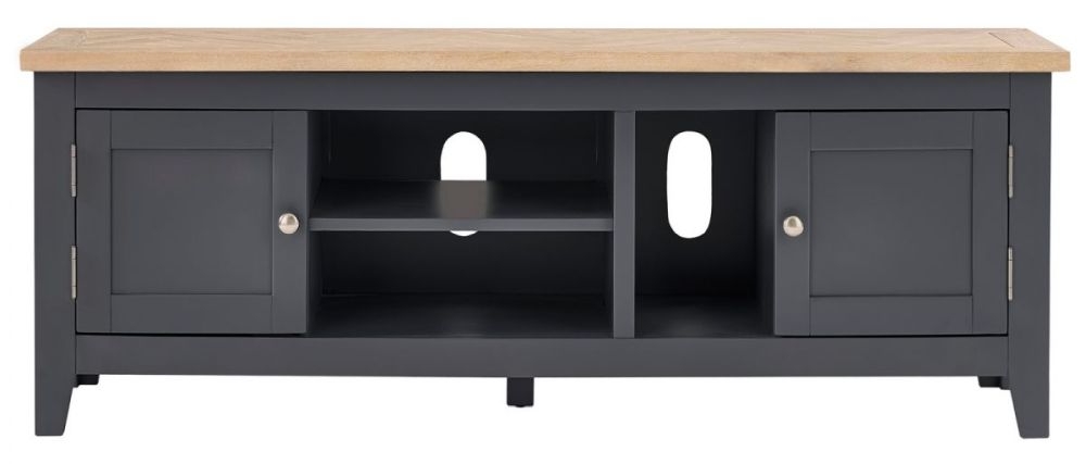 Julian Bowen Bordeaux Dark Grey Medium Tv Unit 150cm With Storage For Television Upto 60inch Plasma