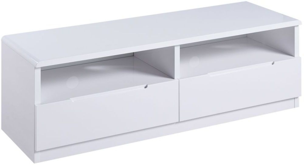 Julian Bowen Manhattan White High Gloss 2 Drawer Media Unit Clearance Fs586