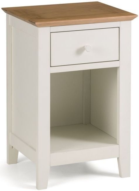 Julian Bowen Salerno Oak And Ivory 1 Drawer Bedside Cabinet Clearance Fss13640