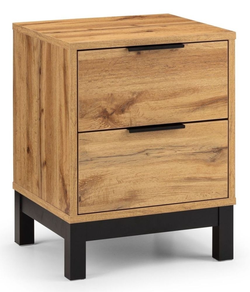 Julian Bowen Bali Oak Effect 2 Drawer Bedside Cabinet Clearance Fss14519