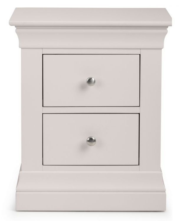 Julian Bowen Clermont Light Grey 2 Drawer Bedside Cabinet