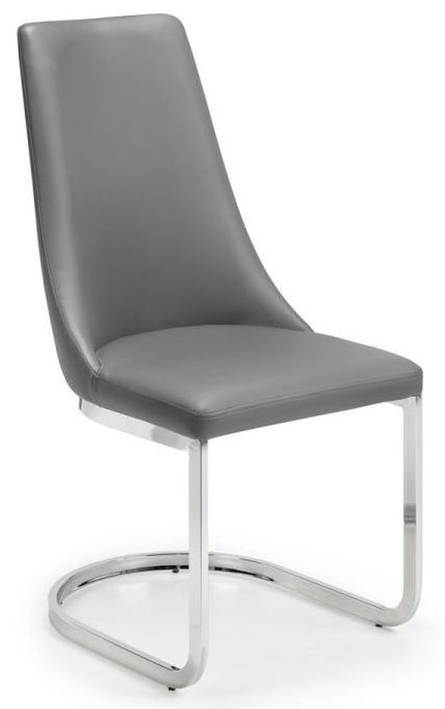 Julian Bowen Como Grey Faux Lether Cantelever Dining Chair Sold In Pairs