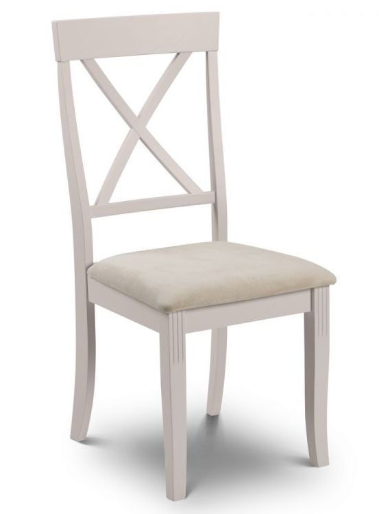 Julian Bowen Davenport Oak And Ivory Painted Fabric Dining Chair Sold In Pairs
