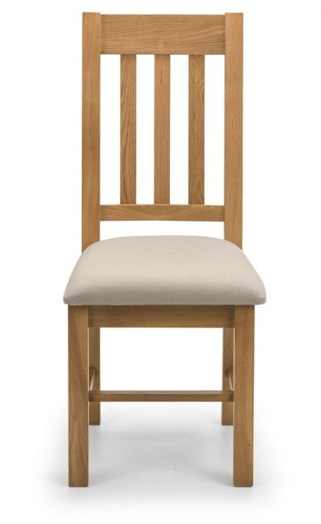 Julian Bowen Hereford Waxed Oak And Taupe Linen Dining Chair Sold In Pairs