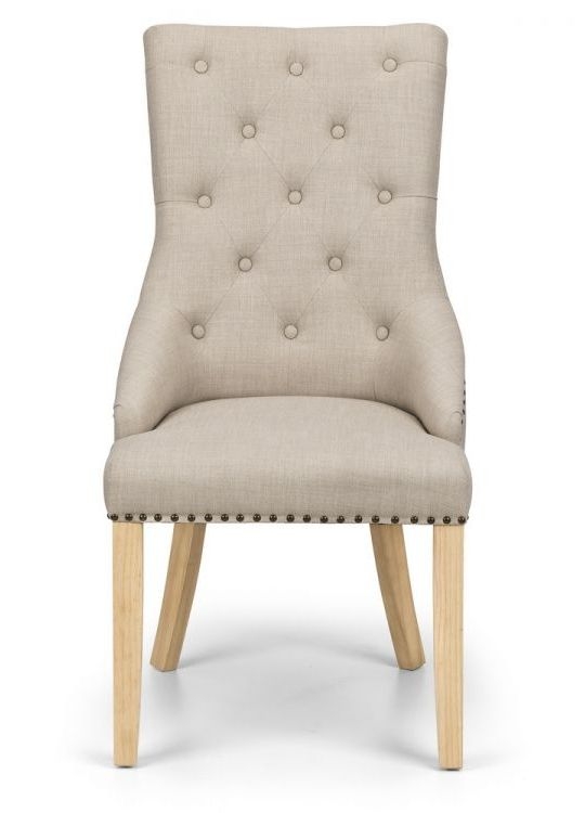 Julian Bowen Loire Oatmeal Linen Fabric Dining Chair Sold In Pairs