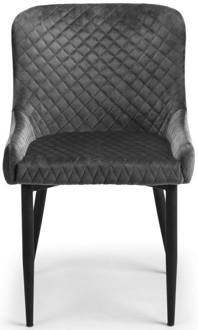 Julian Bowen Luxe Grey And Black Velvet Dining Chair Sold In Pairs