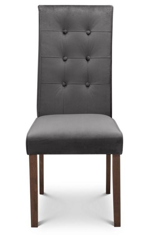 Julian Bowen Madrid Walnut And Grey Velvet Dining Chair Sold In Pairs