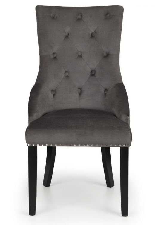 Julian Bowen Veneto Grey Velvet Knockerback Dining Chair Sold In Pairs