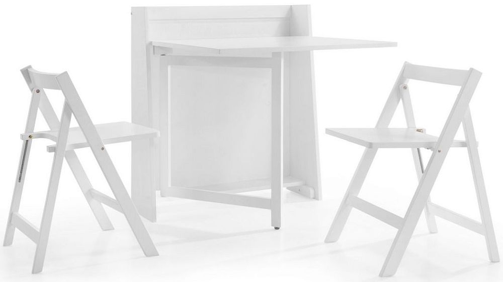 Julian Bowen Helsinki White Dining Table And 2 Folding Chairs