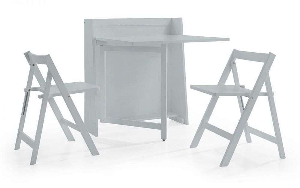 Julian Bowen Helsinki Compact Light Grey Dining Table And 2 Folding Chairs